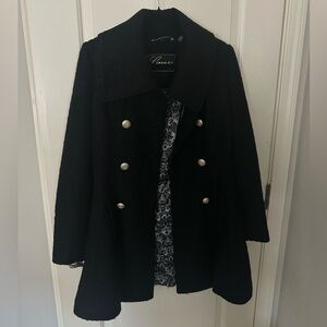 GUESS Classic Black Double-Breasted Women's Coat